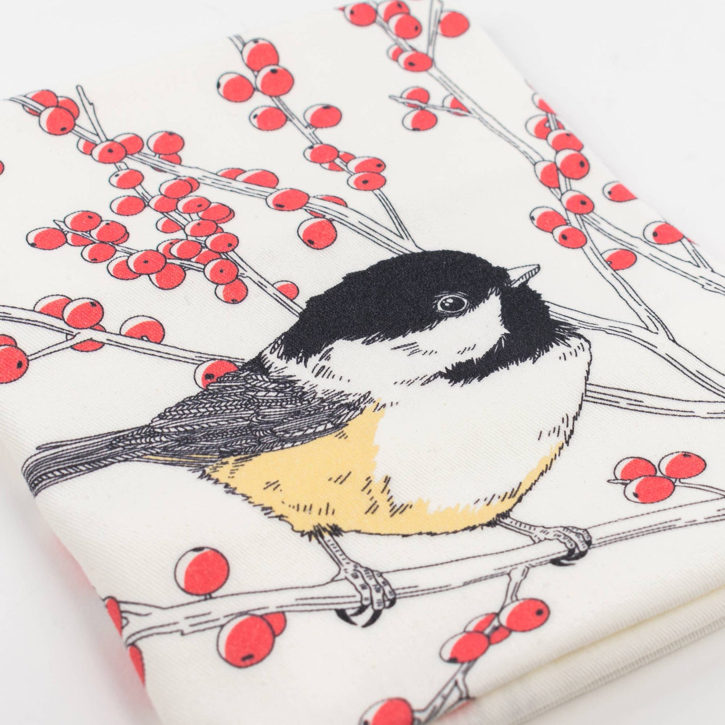 Letterpress - Black-capped Chickadee Tea Towel - West Coast Birds