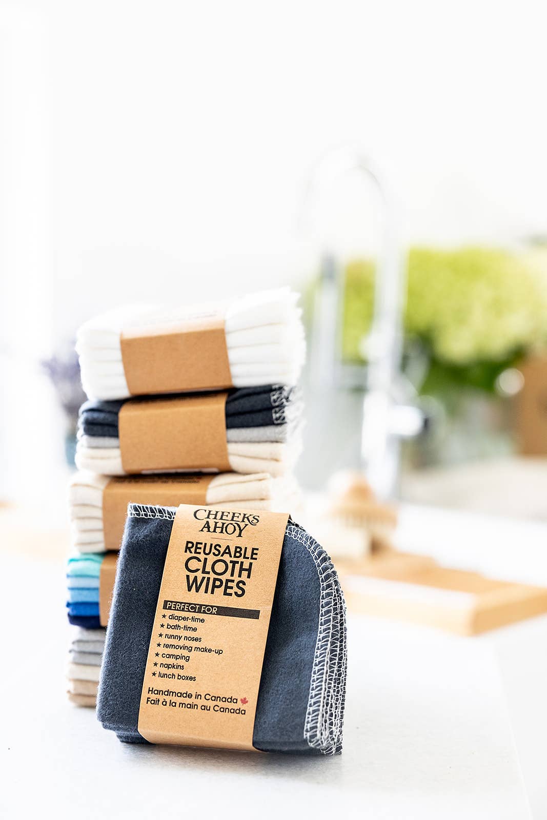 Cheeks Ahoy - Cloth Wipes: Warm Neutral Navy / 10pk