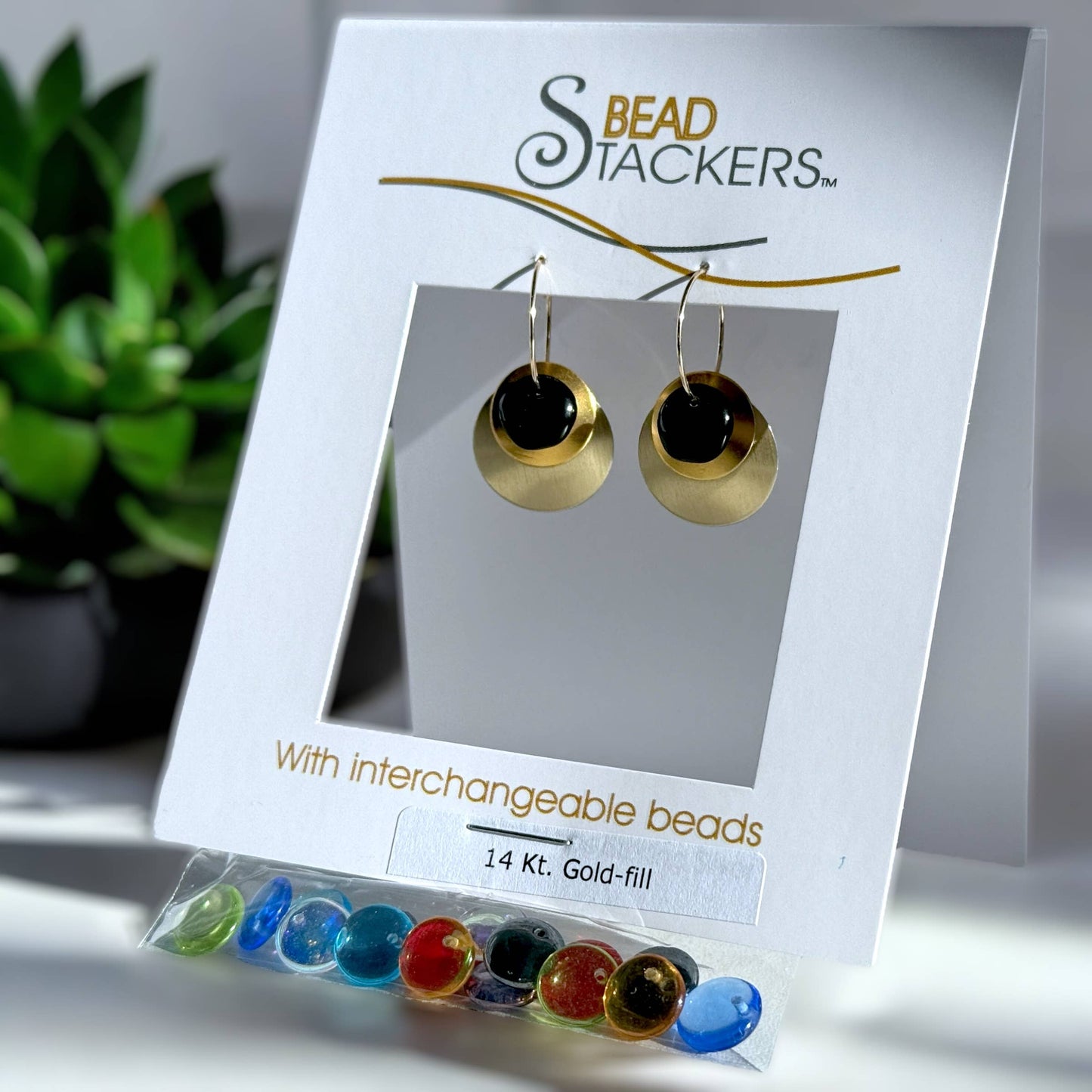 Dangle Earrings with 9 interchangeable colours LTMT40G