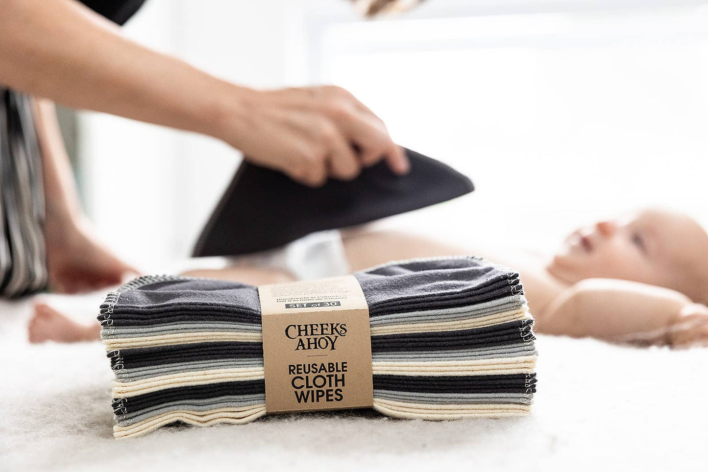 Cheeks Ahoy - Cloth Wipes: Warm Neutral Navy / 10pk