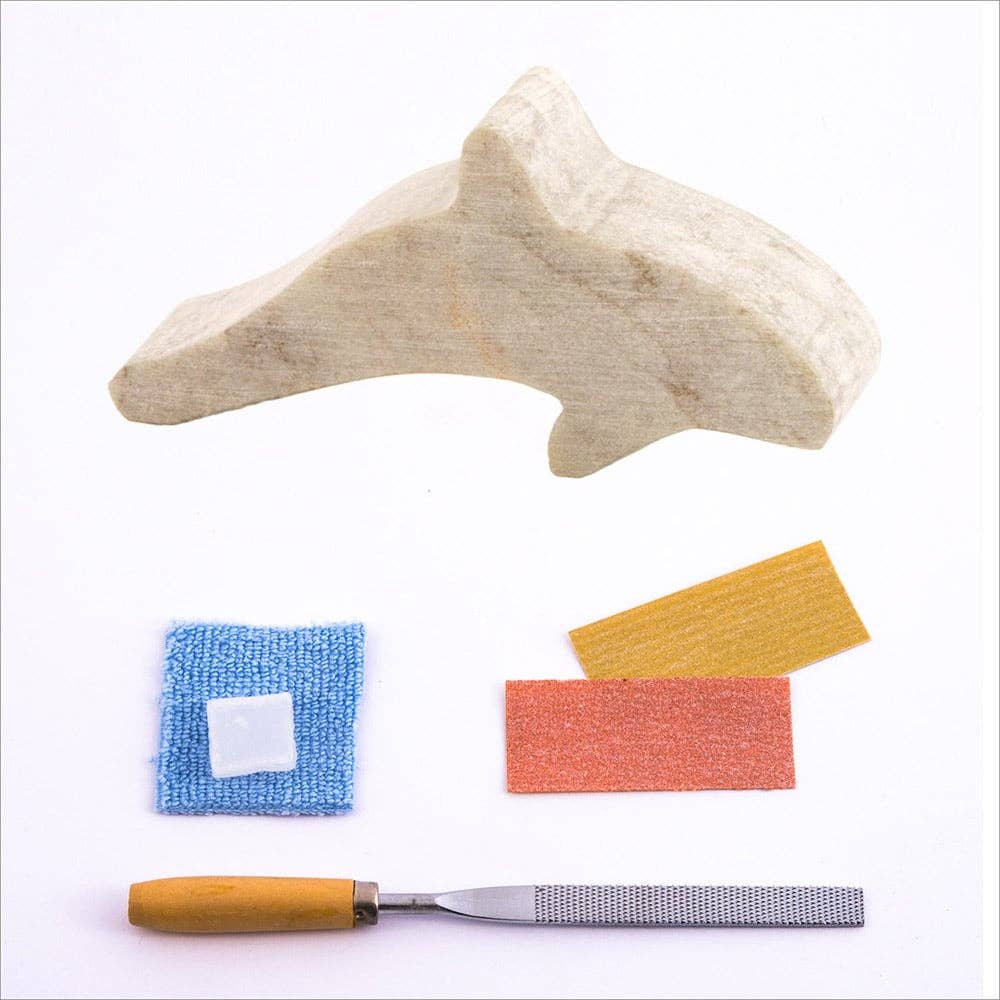 Orca Soapstone Carving and Whittling—DIY Arts and Craft Kit. All Kid-Safe Tools and Materials Included. For kids and adults 8 to 99+ Years.