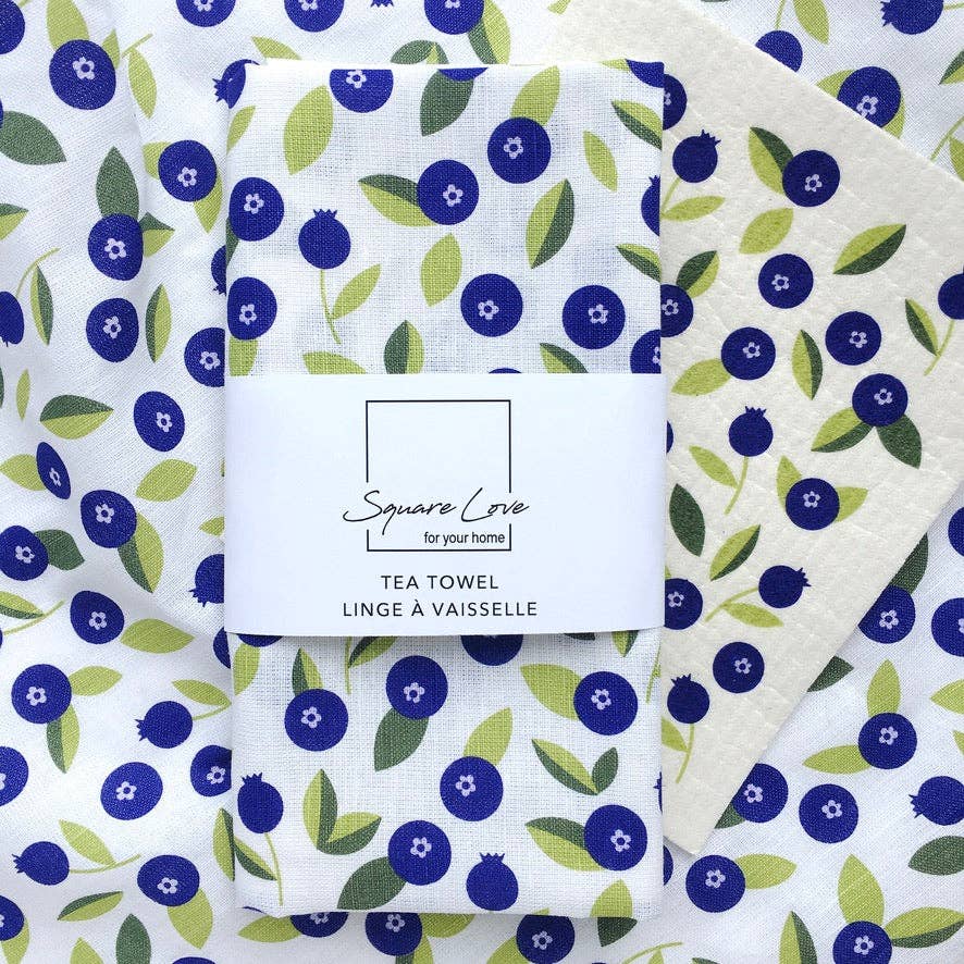 Square Love - Blueberry Linen Blend Tea Towel