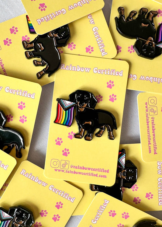 Rainbow Certified - Dachshund Pride Dog Enamel Pin