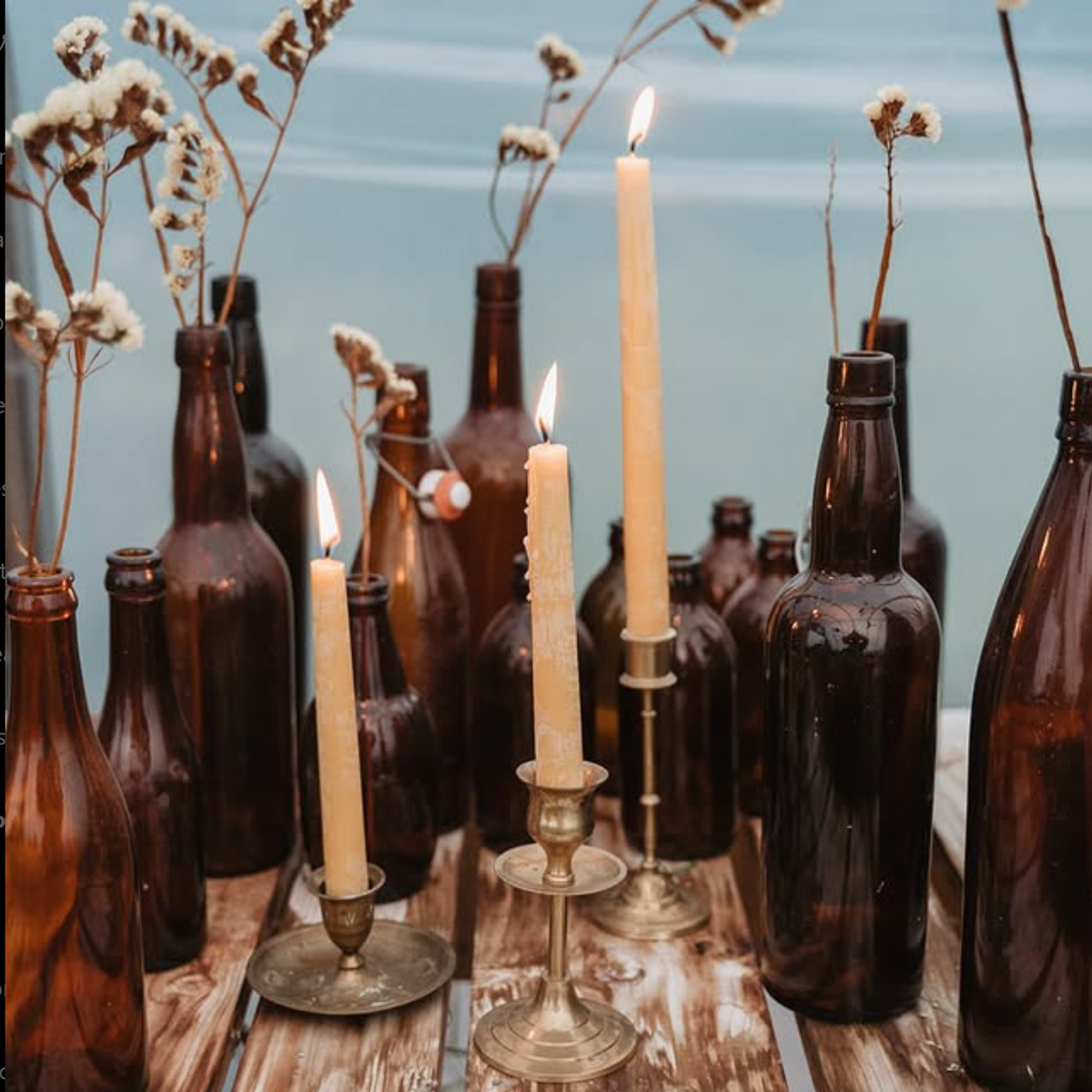 Wild Hive Apiary - 10” Natural Beeswax Hand-Dipped Taper Candles (Pair)