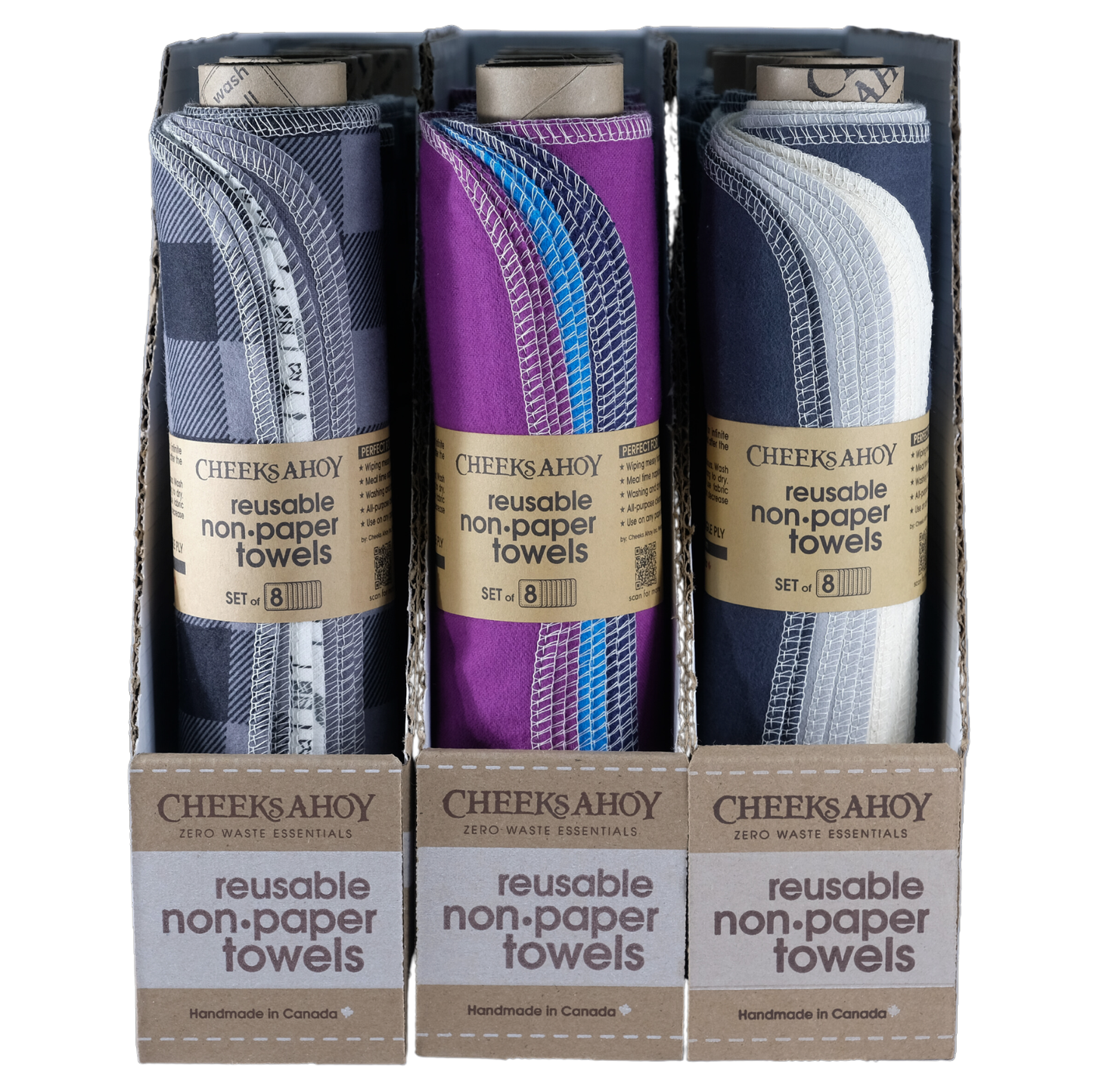 Cheeks Ahoy - Pre-Rolled Reusable Non•Paper Towels 8pk