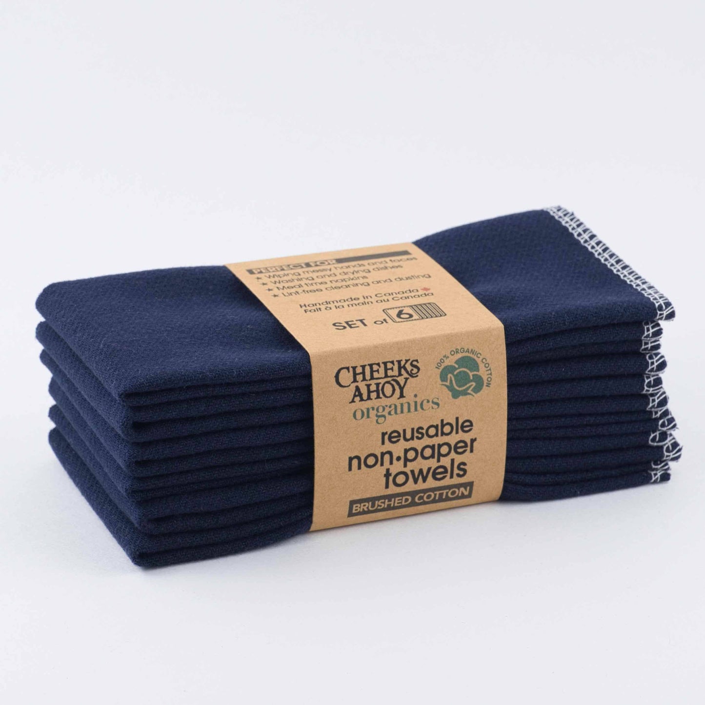 Cheeks Ahoy - Non-Paper Towels - Organic Brushed Cotton : Earth Tones / 6-pk
