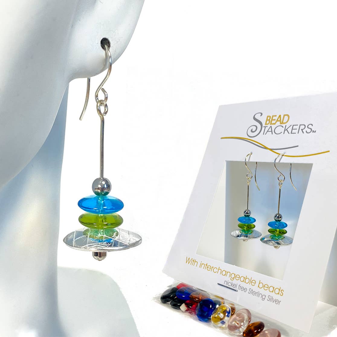 Conversations in Jewellery - AB35 - Earrings come with 7 interchangeable colours.