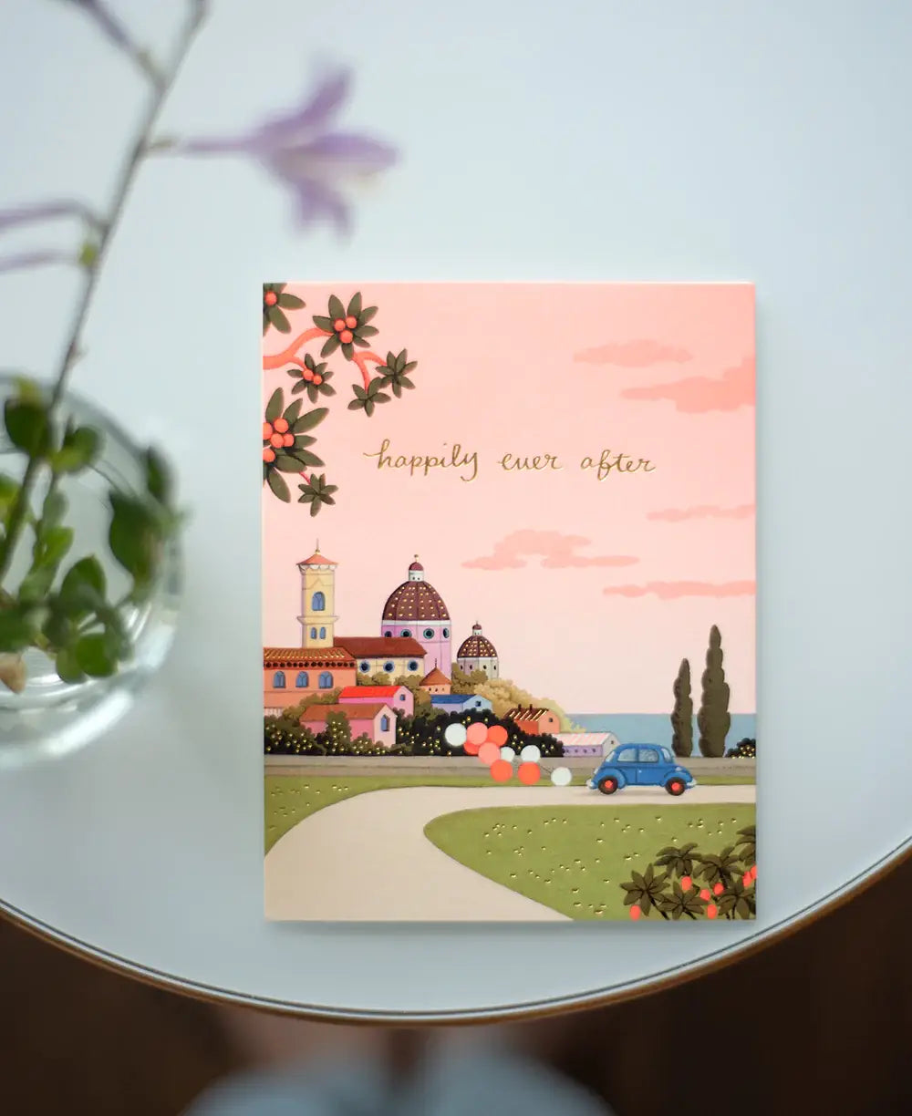 JooJoo Paper - Under Pink Skies Wedding Greeting Card