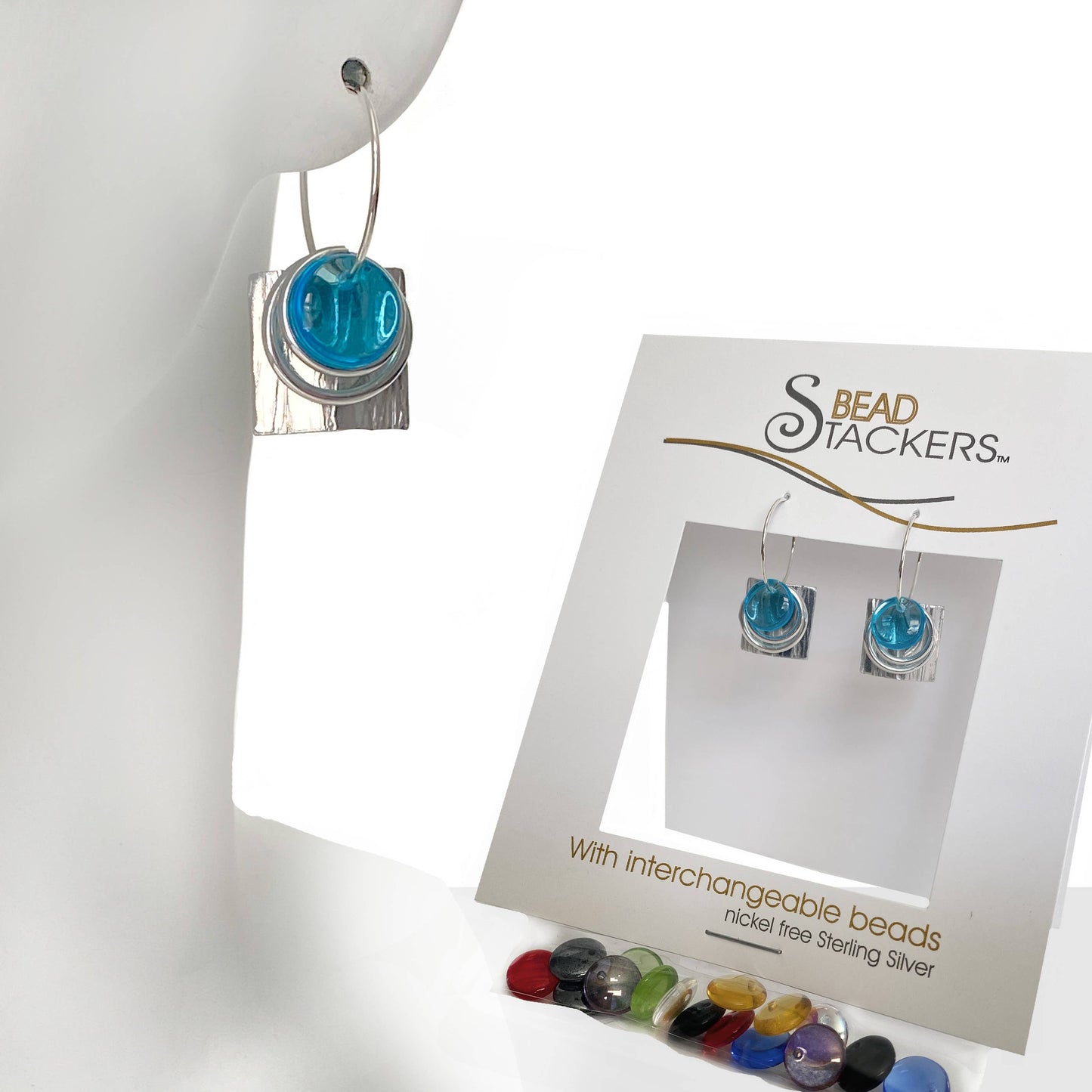 Conversations in Jewellery - TXSQ36 - Earrings come with 9 interchangeable colours.