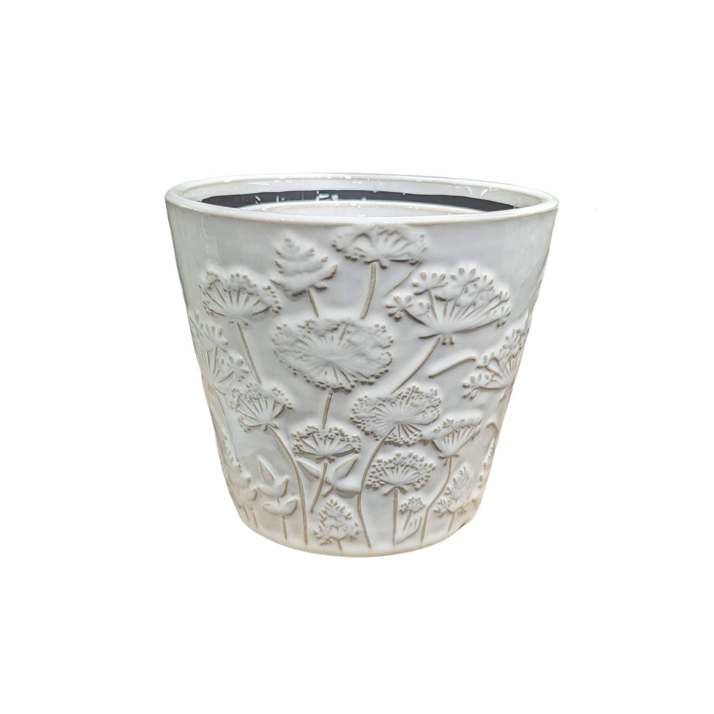 Bacon Basketware - WHITE FLOWER EMBOSS POT LARGE