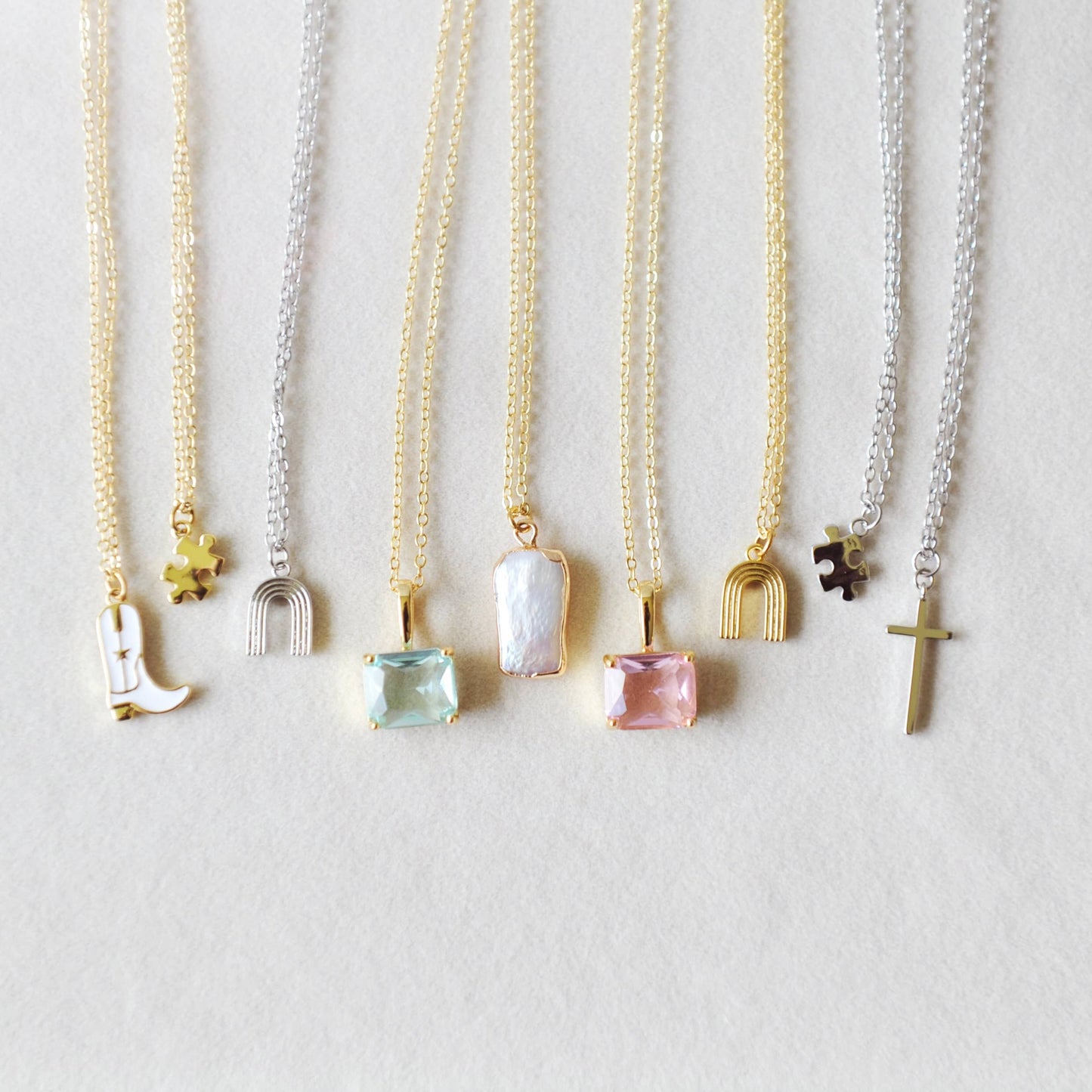 Oh So Lovely - Puzzle Piece Dainty Charm Necklace : Silver