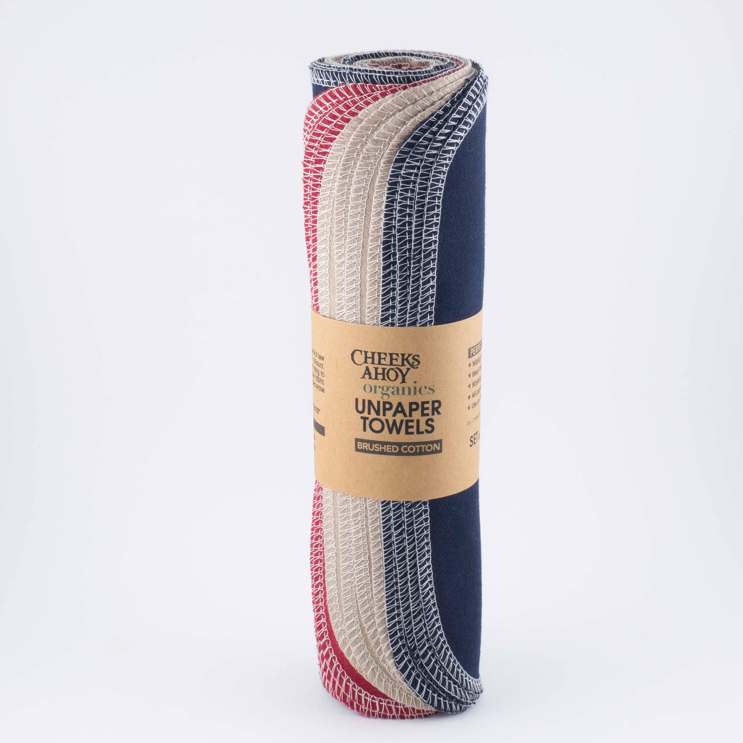 Cheeks Ahoy - Non-Paper Towels - Organic Brushed Cotton : Earth Tones / 6-pk