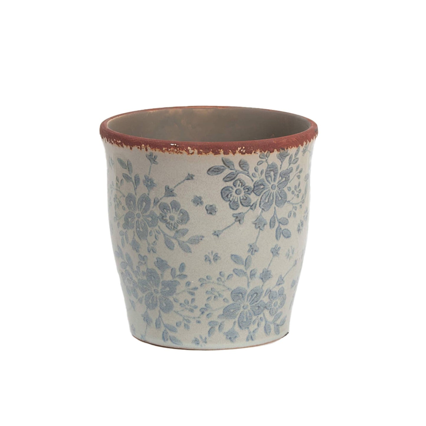 Bacon Basketware - 6.5 INCH POT WITH BLUE FLORAL PATTERN