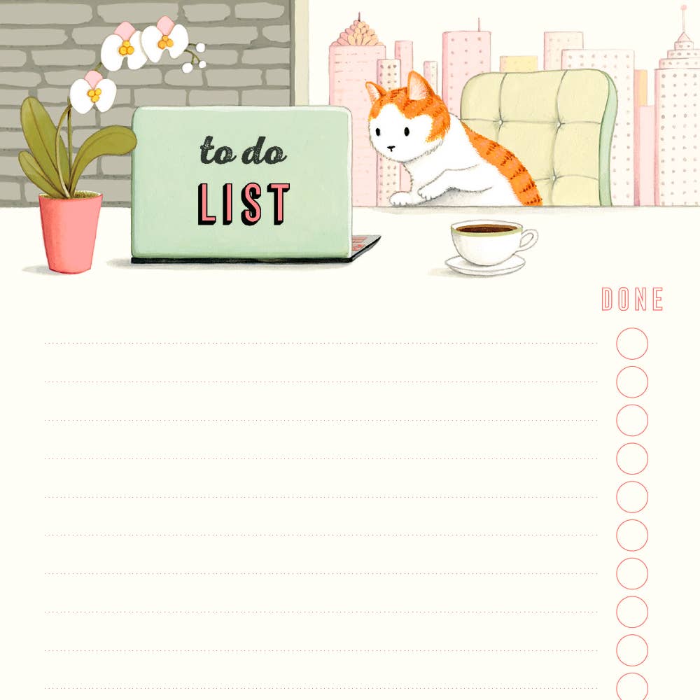 JooJoo Paper - To do List Notepad - Laptop Kitty - Done Checklist