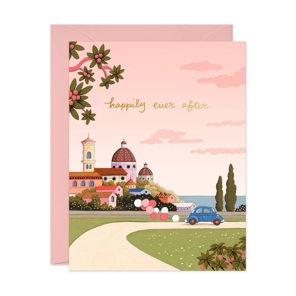 JooJoo Paper - Under Pink Skies Wedding Greeting Card
