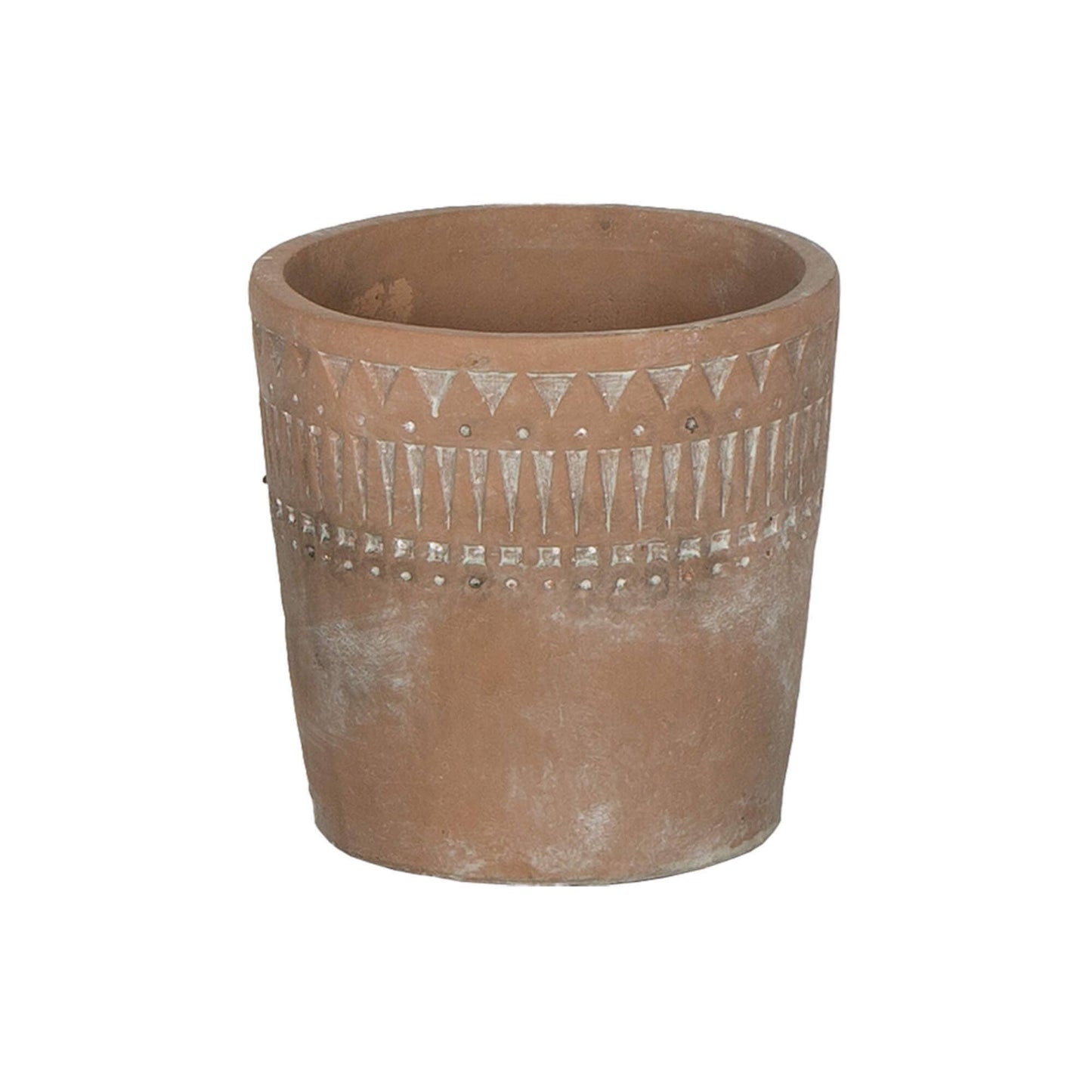 Bacon Basketware - ROUND CEMENT POT GEOMETRIC PATTERN SMALL