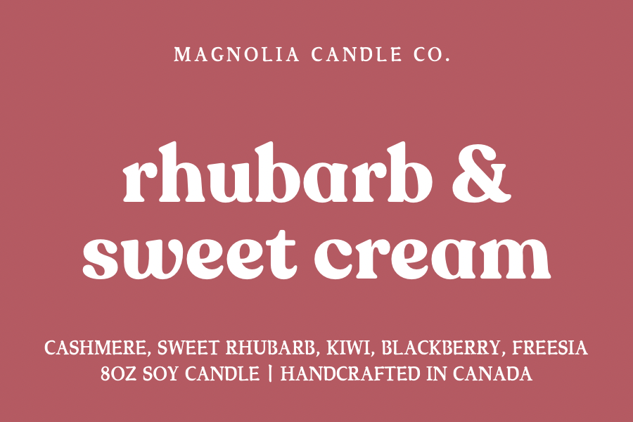 Magnolia Candle Company - Rhubarb Sweet Cream, Spring, Summer Pure Soy Candle, 8oz
