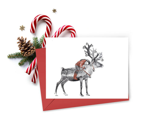 LE NID atelier - Tsaatan Girl with Reindeer - Christmas Greeting Card