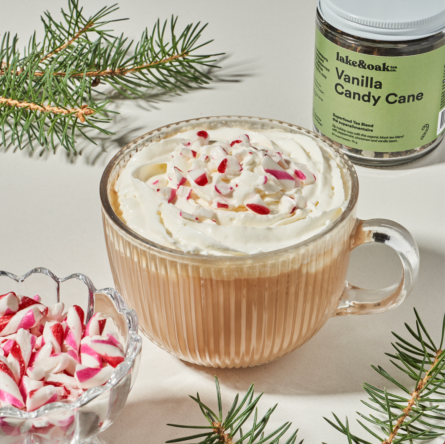 Lake & Oak Tea Co. - Vanilla Candy Cane -  Superfood Tea Blend