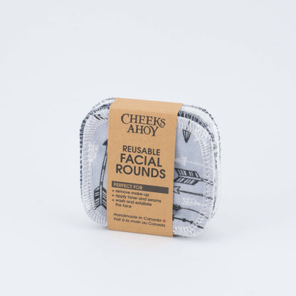 Cheeks Ahoy - Reusable Facial Rounds: Blues / Facial Rounds + Laundry Bag