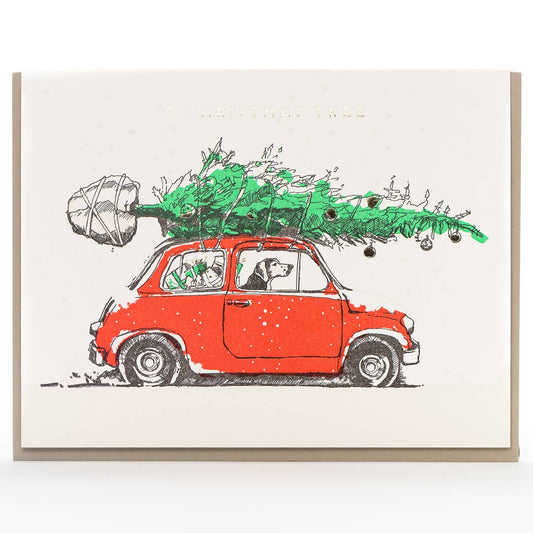 O Christmas Tree Dog Card: Single Card