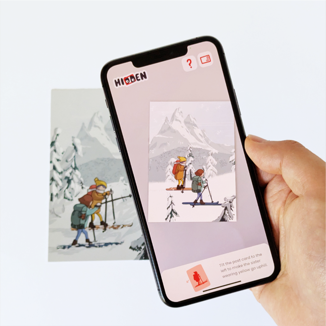 Red + Blue Stories - AR Postcard w. Mini Ski game - Subalpine Joy
