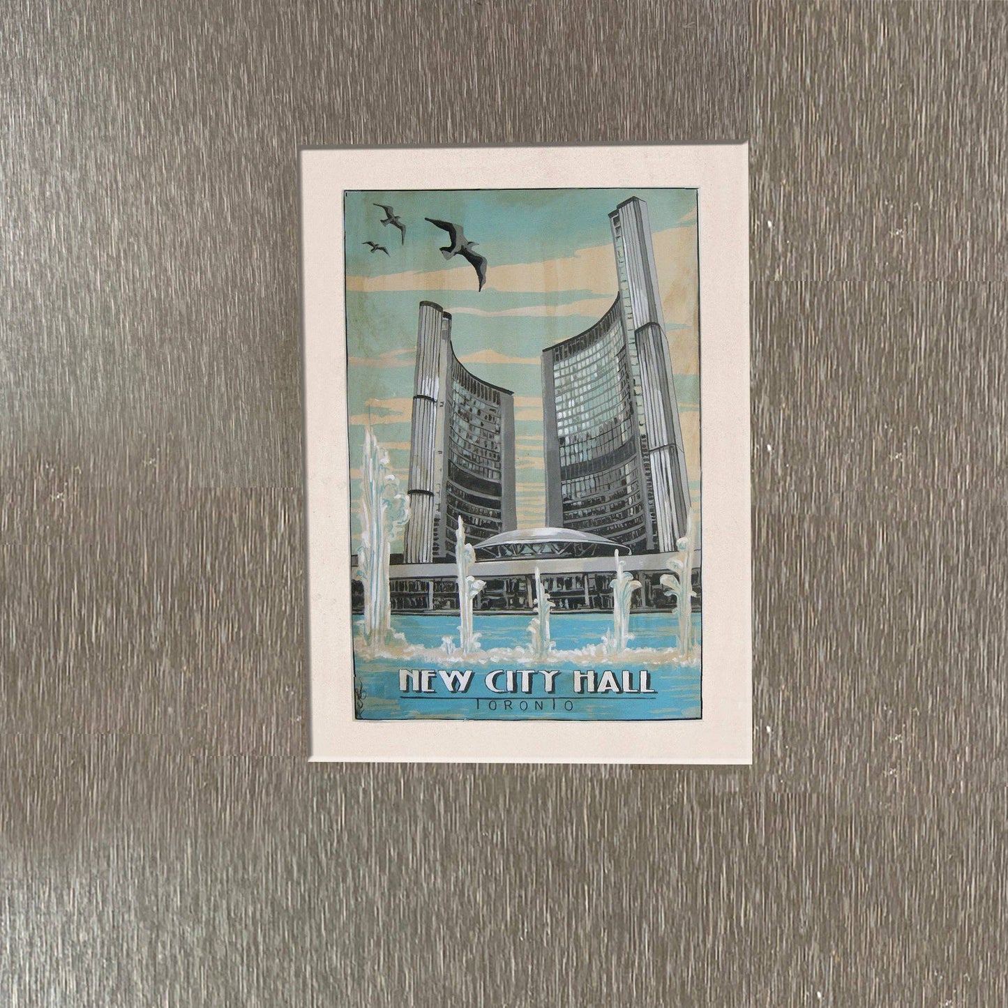 Totally Toronto Art/Sassy City Studio - Toronto City Hall Fridge Magnet | Rob Croxford: 2.50 X 3.50"