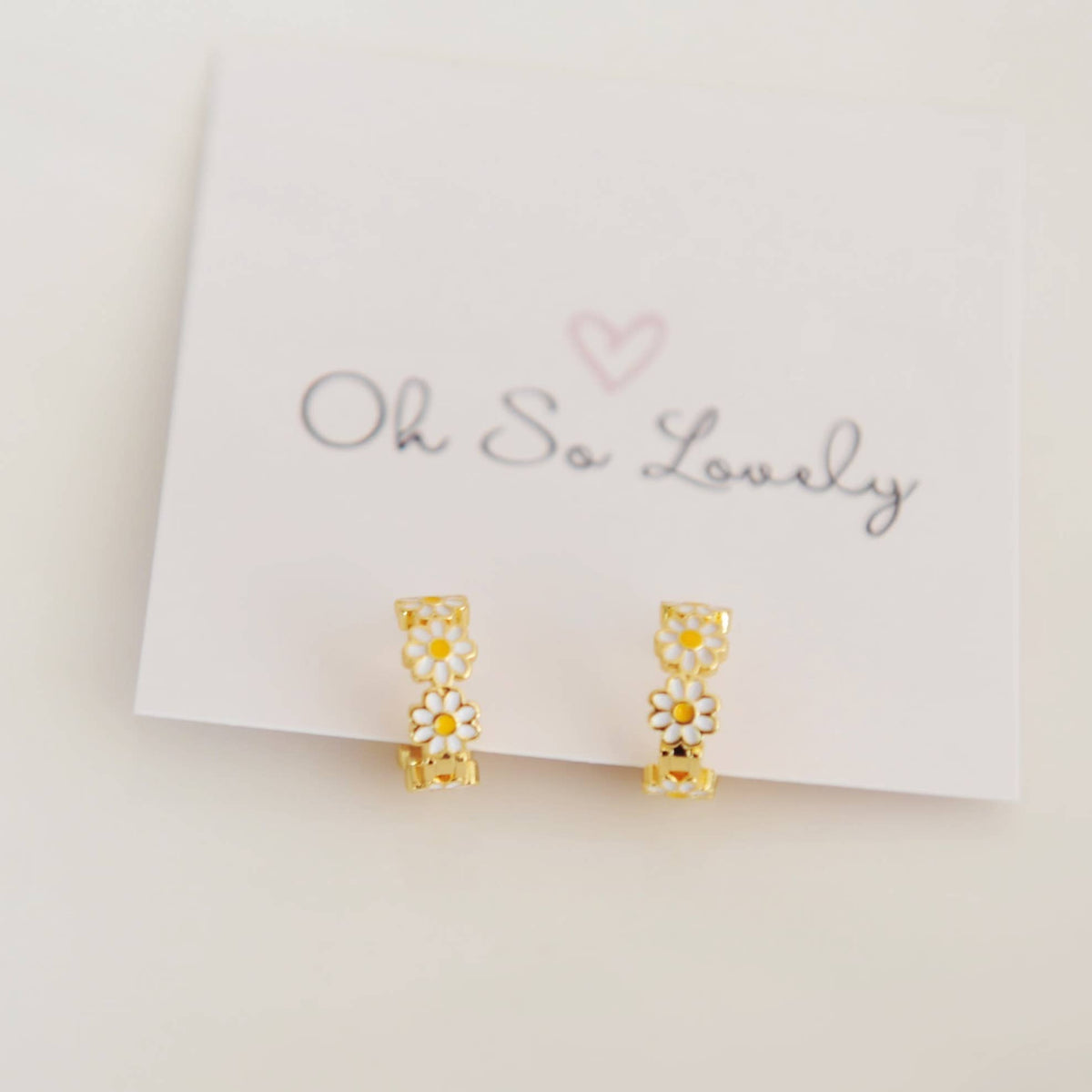 Oh So Lovely - Shasta Daisy Huggie Hoop Earrings