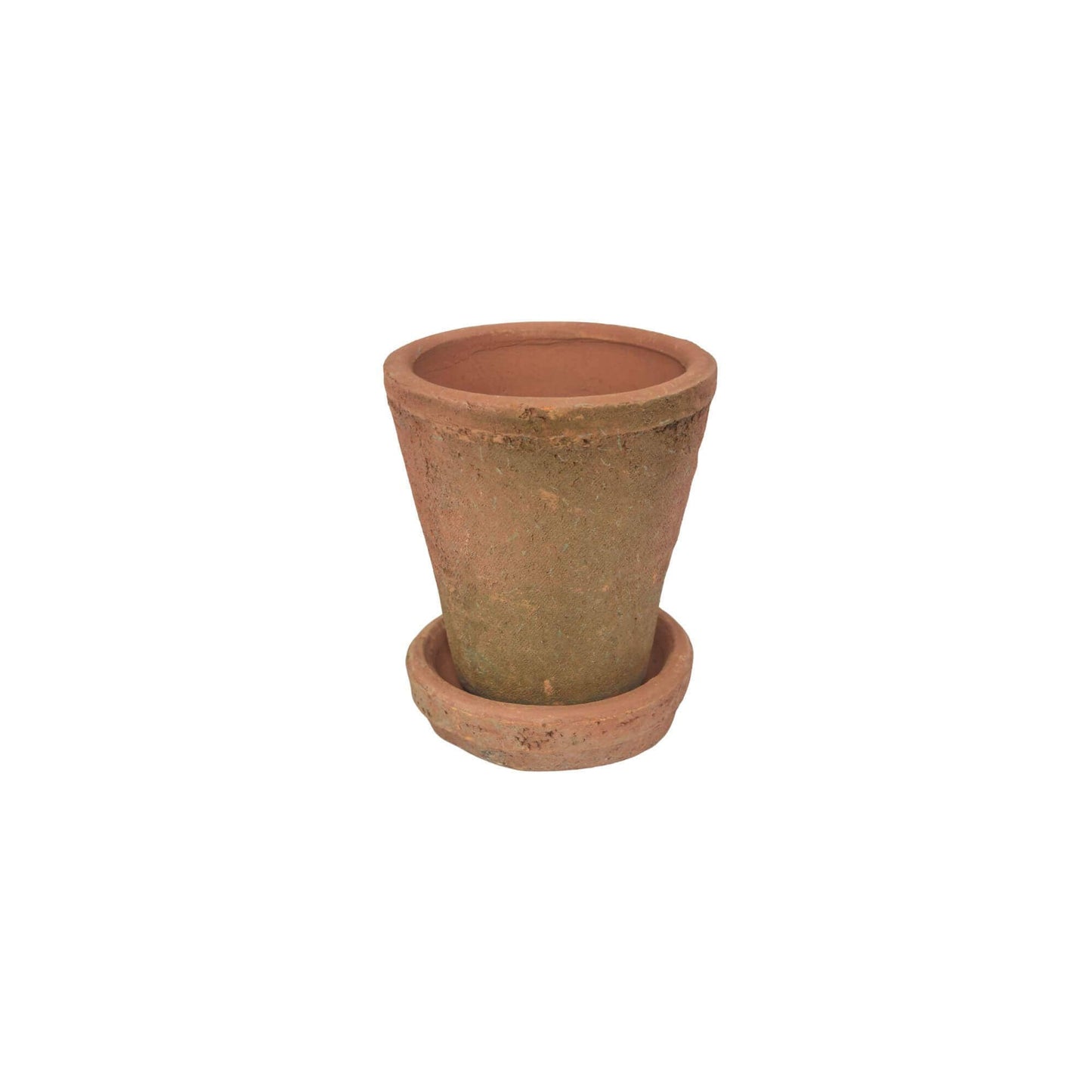 Bacon Basketware - SMALL REDSTONE POT WITH SAUCER: Terracotta