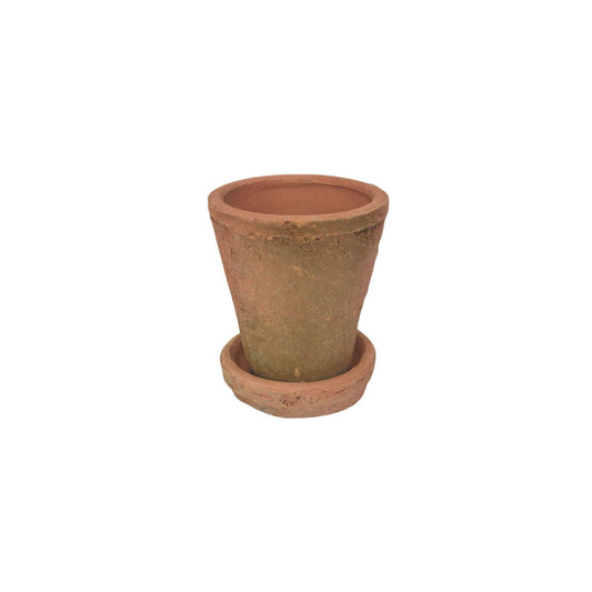 Bacon Basketware - SMALL REDSTONE POT WITH SAUCER: Terracotta