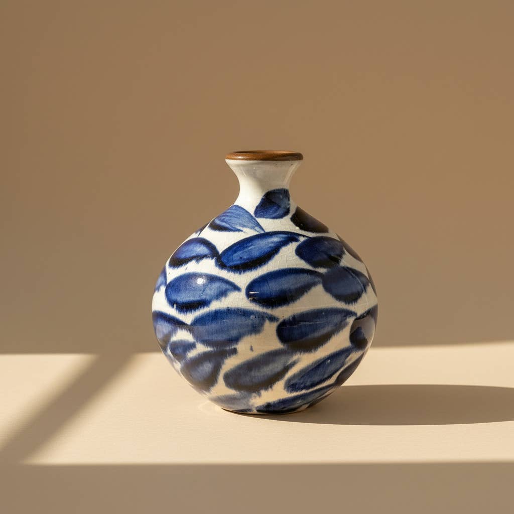 Dandarah Blue Brushstrokes Pottery Vase
