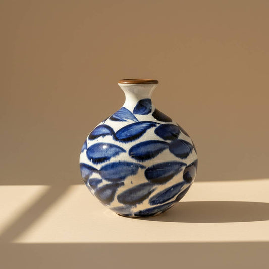 Dandarah Blue Brushstrokes Pottery Vase