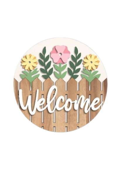The Craft Witch - Spring Signs-Ready for Paint!: Welcome-White Flowers