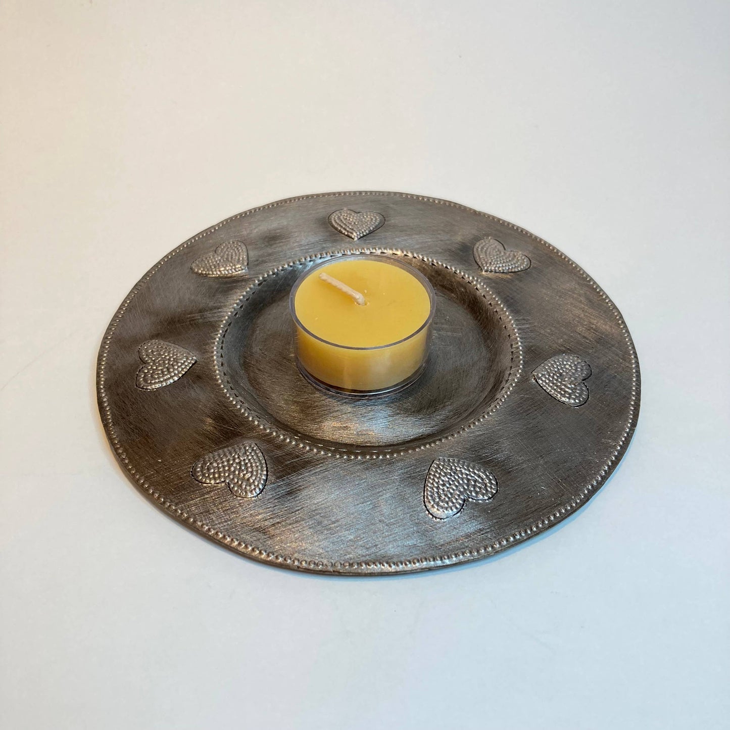 Dandarah Metal Pillar Candle Plate - Hearts