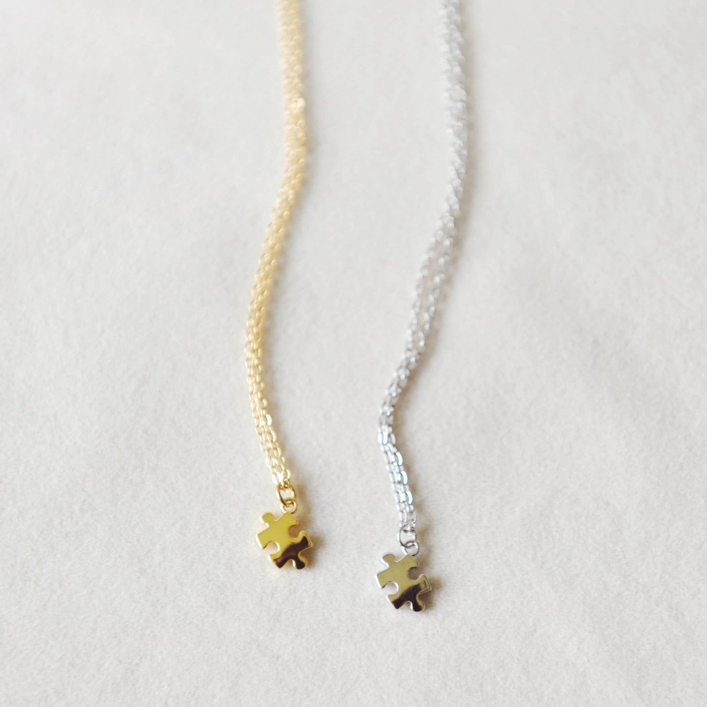 Oh So Lovely - Puzzle Piece Dainty Charm Necklace : Silver