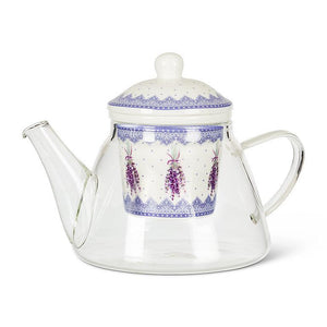 Teapot & Strainer, 3 Pieces, Lavender