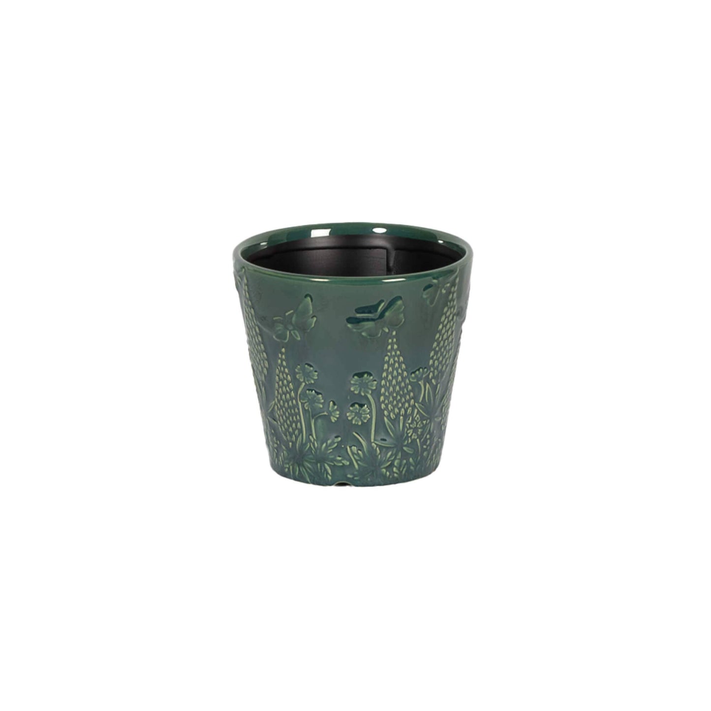 Bacon Basketware - DARK BLUE EMBOSSED CERAMIC POT SMALL: Ceramic