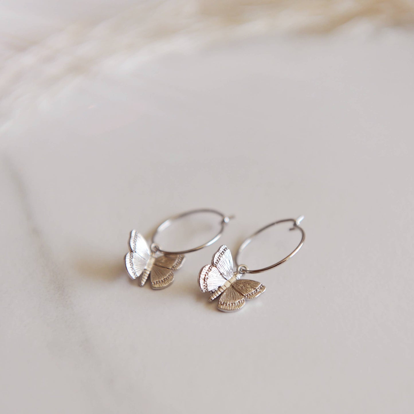 Oh So Lovely - Butterfly Hoop Earrings: Gold