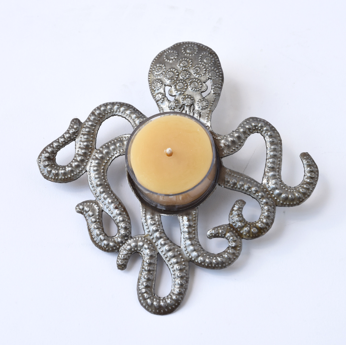 Dandarah Metal Tealight Plate - Octopus