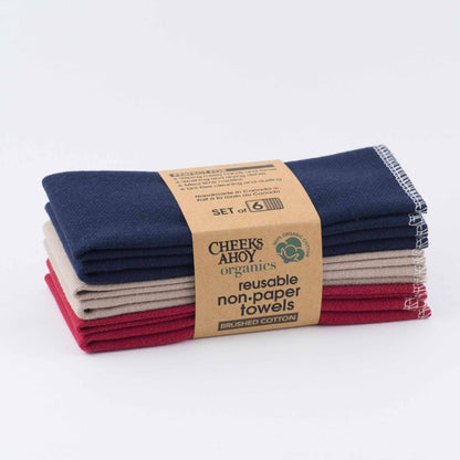 Cheeks Ahoy - Organic Brushed Cotton Non•Paper Towels: Berry Pie / 6-pk
