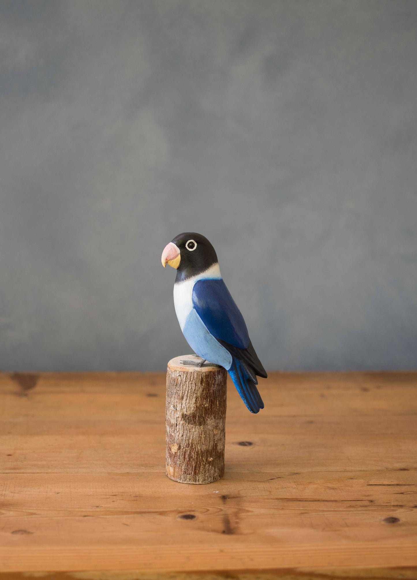 Aviologie - Lovebird - Dark Blue - 7.5"H -Carved Wooden Ornament