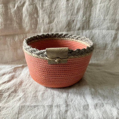 Terracotta Hand Dyed Rope Bowl with Braided Trim