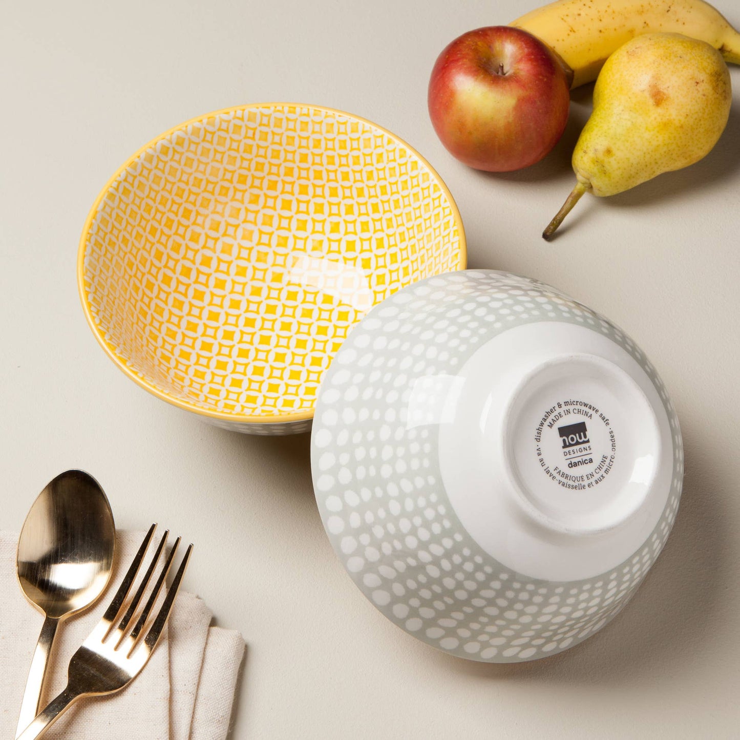 Danica Brands - Dots Gray and Yellow Stamped Bowl 6 Inch