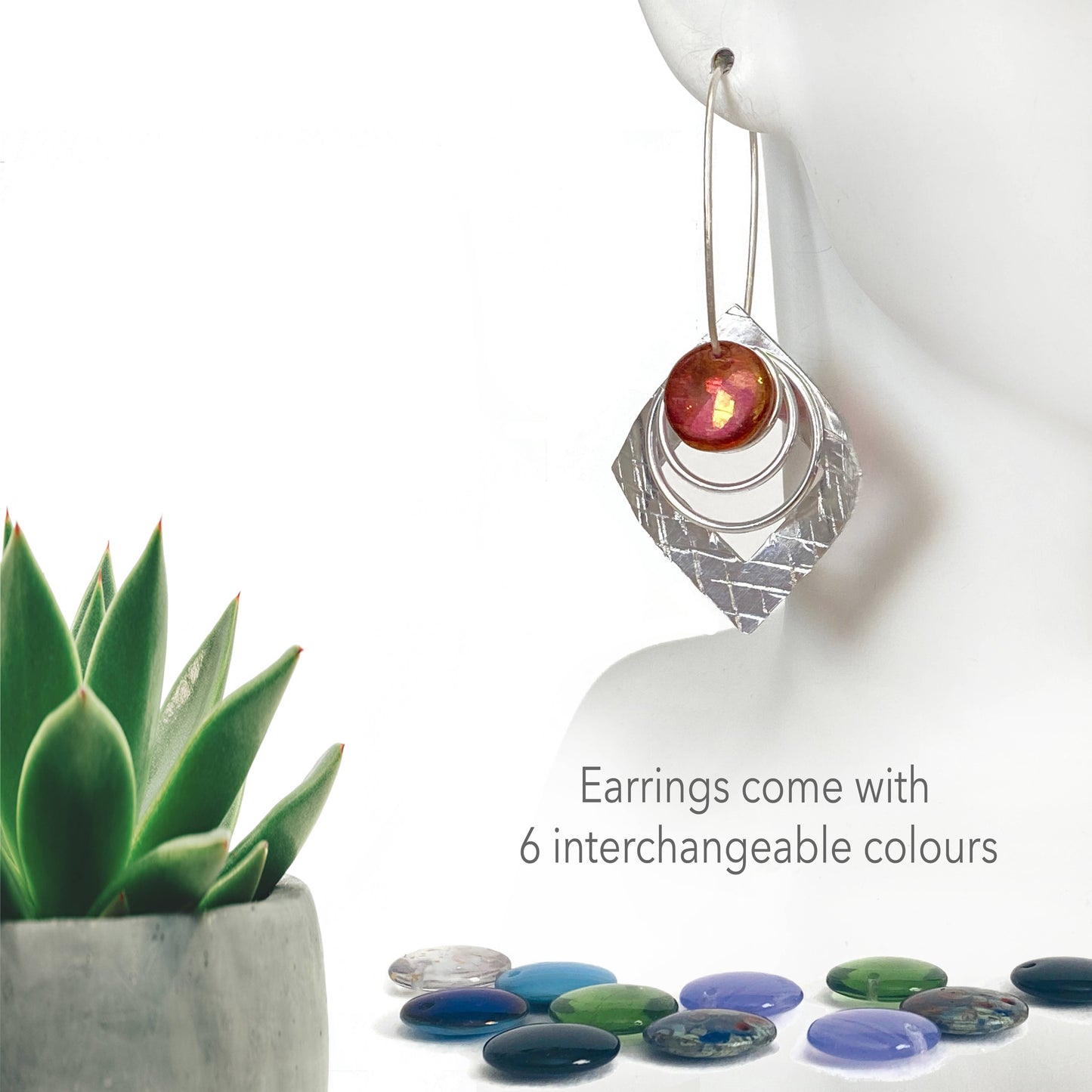 Conversations in Jewellery - TXSQ48 - Earrings come with 6 interchangeable colours.