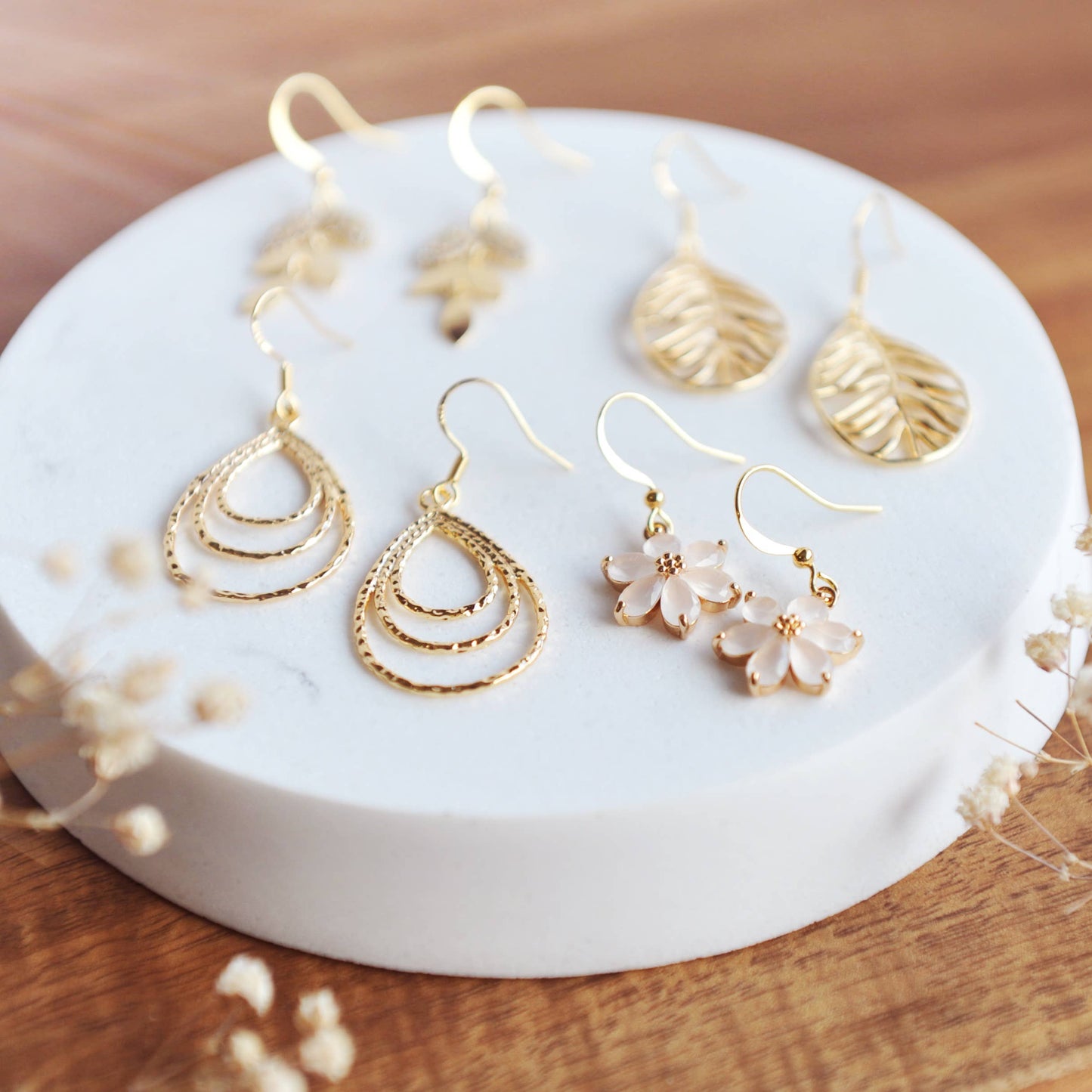 Oh So Lovely - CHARLOTTE, Beautiful Flower Dangle Earrings: Pink