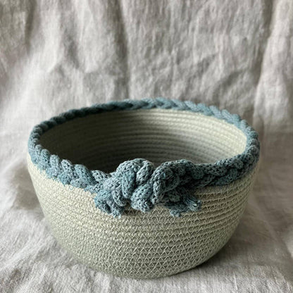 Sage Hand Dyed Rope Bowl with Braided Trim