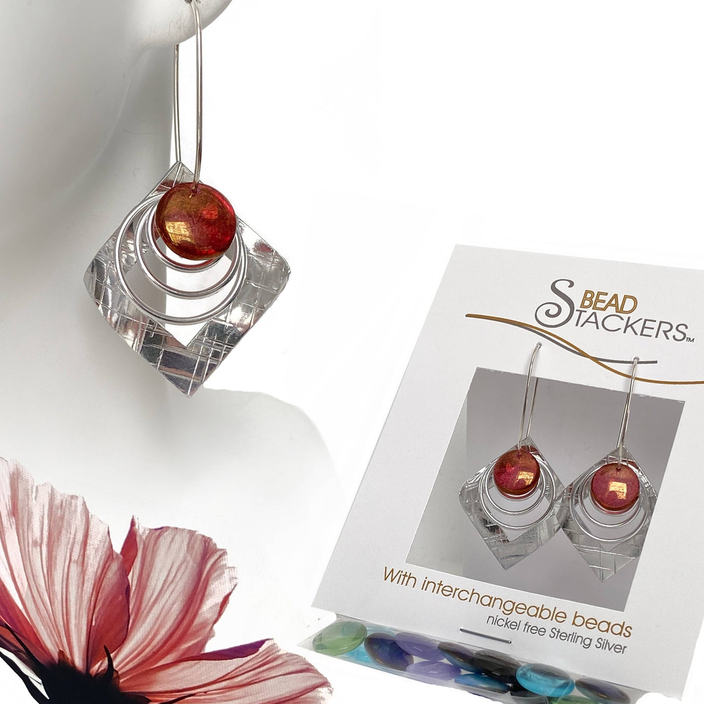 Conversations in Jewellery - TXSQ48 - Earrings come with 6 interchangeable colours.