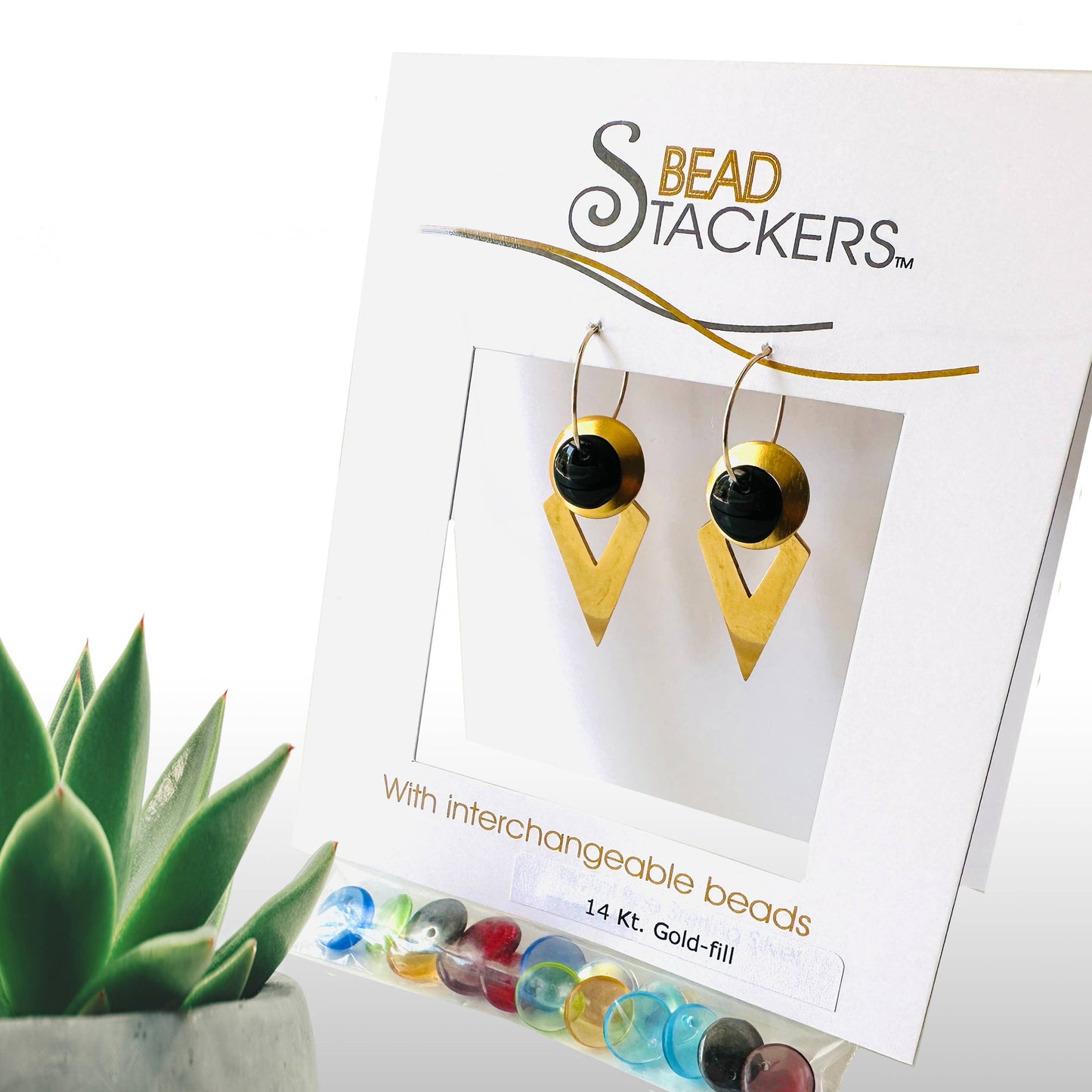 Conversations in Jewellery - Dagg42- Gold-fill earrings with 9 interchangeable colours.