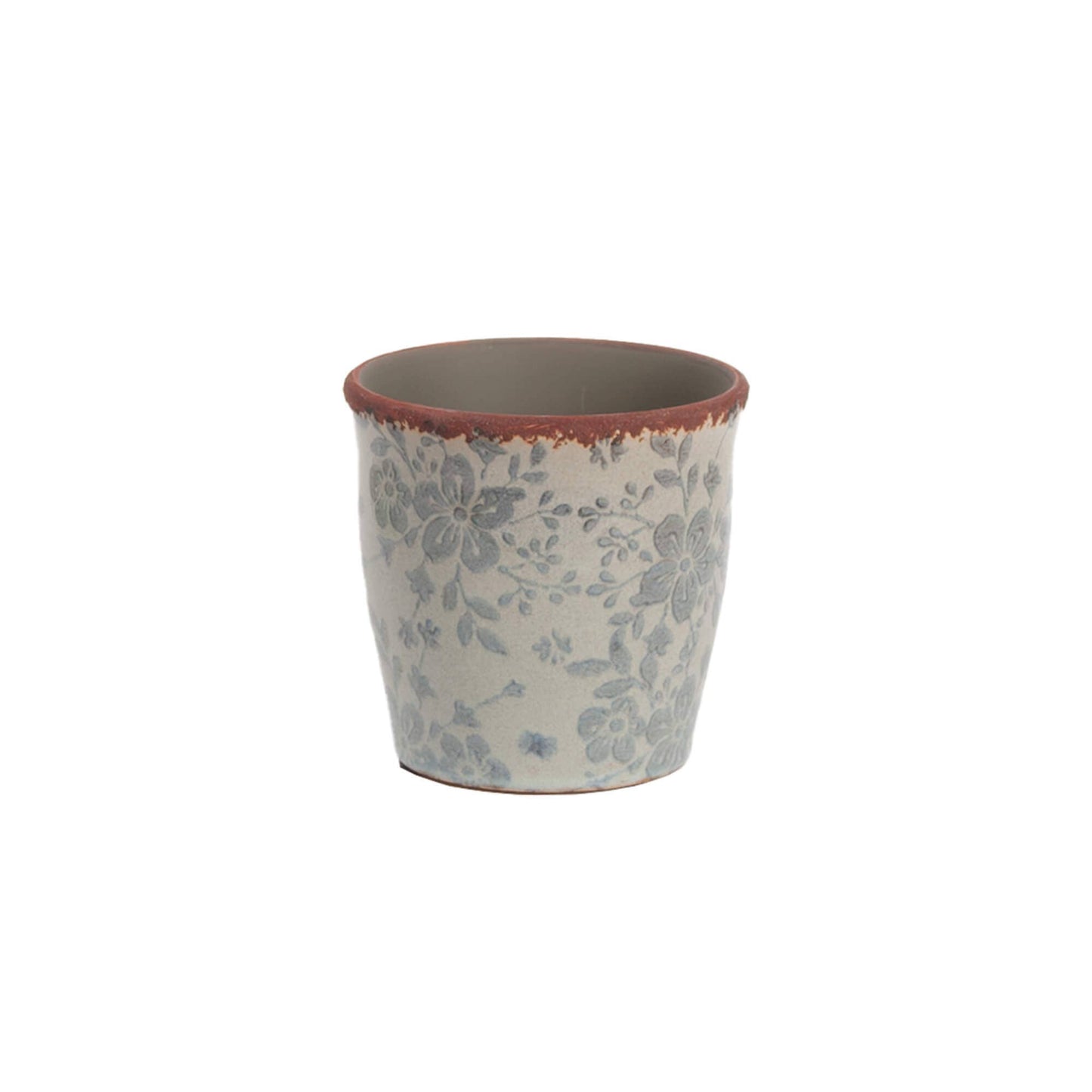 Bacon Basketware - 5 INCH POT WITH BLUE FLORAL PATTERN