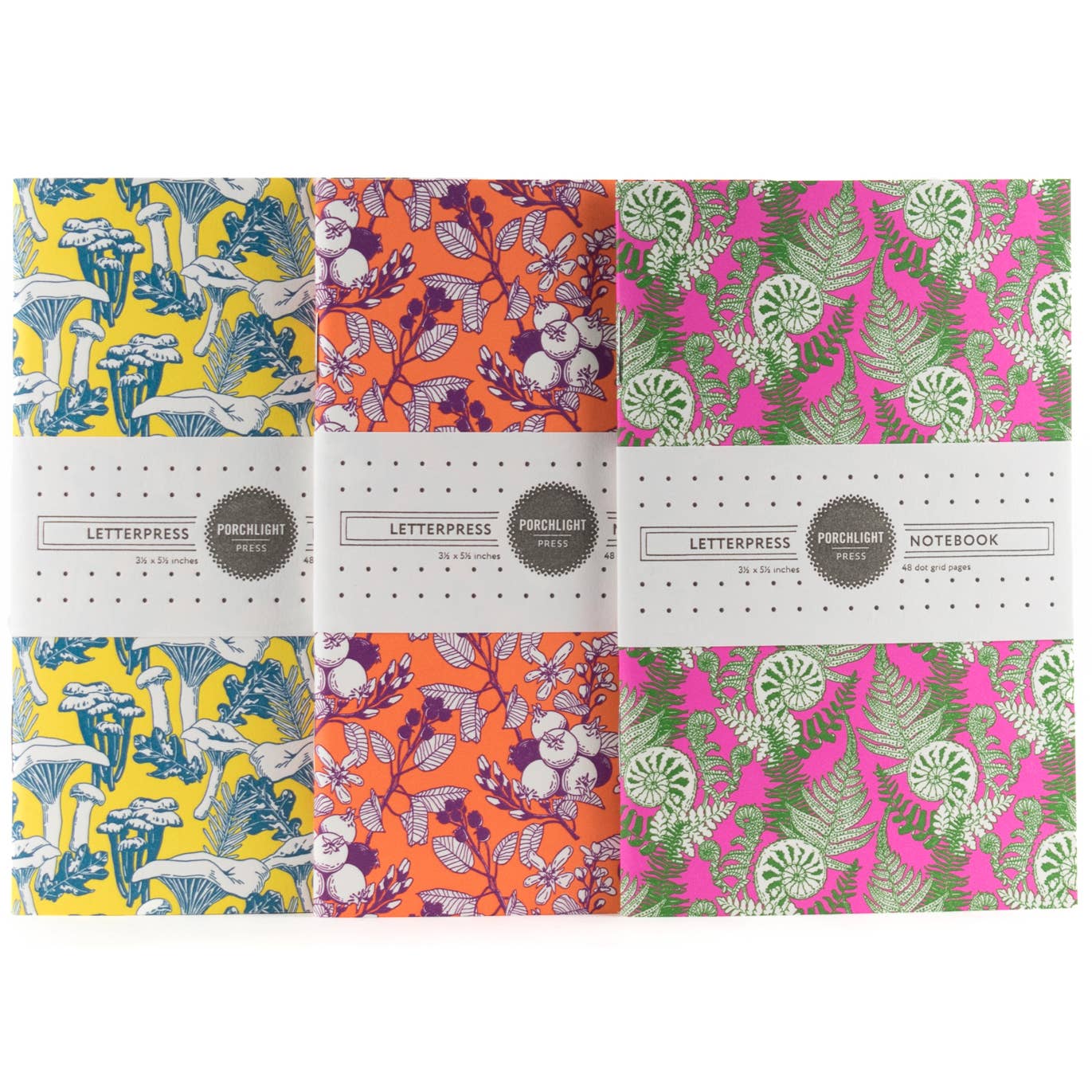 Letterpress - Forest Foraging Series: Set of 3 Assorted Pocket Notebooks: Plain Pages